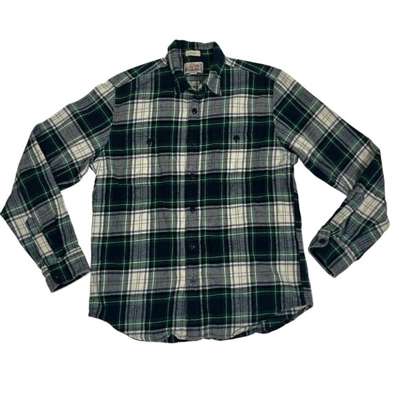 J. Crew men's shirt M green plaid classic fit flannel button down 100% cotton - Picture 1 of 7